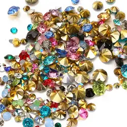 1000pcs Mixed Sizes And Many Colors To Choose Point Back Resin Rhinestones Round Glitter Beads For Jewelry Making DIY Supplies