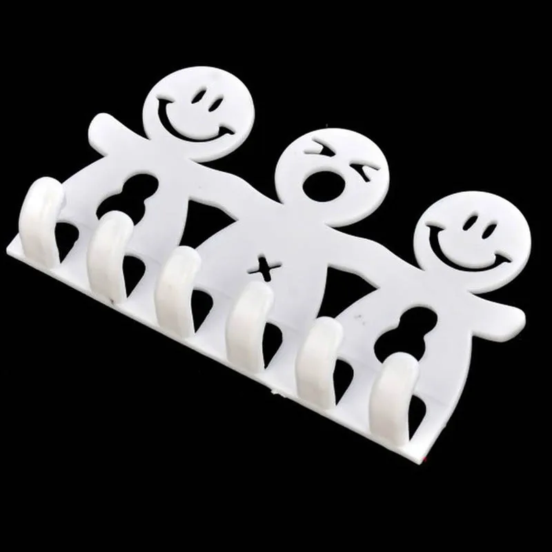 Cute Smile Design Suction Hooks 5 Position Tooth Brush Holder Bathroom Set White Cartoon Sucker Toothbrush Holder for Home Decor