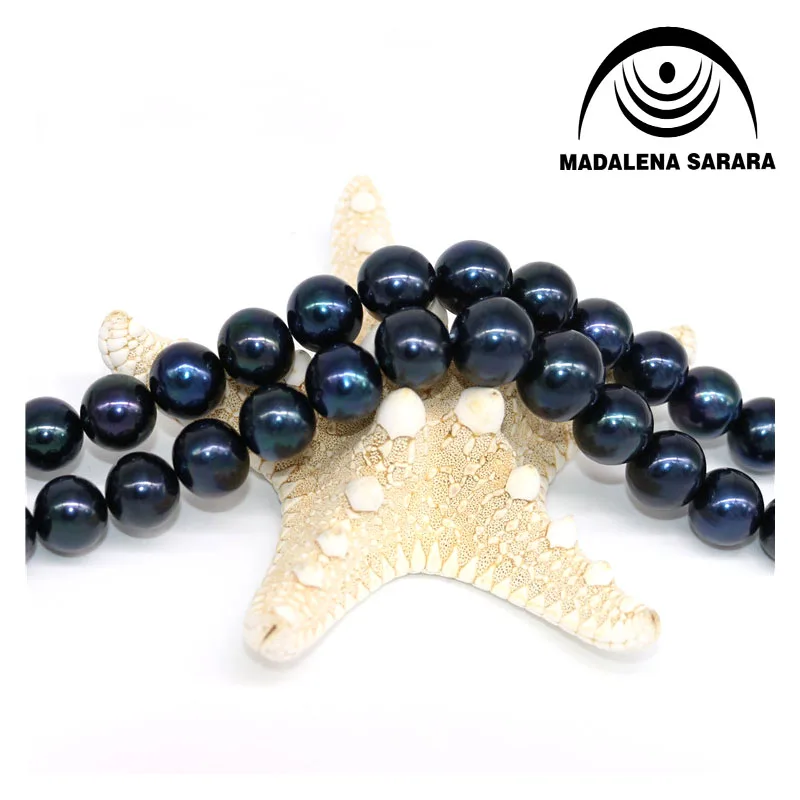 MADALENA SARARA AAA 8-9mm Round Black Freshwater Pearl For DIY Jewelry Making For Pagnon