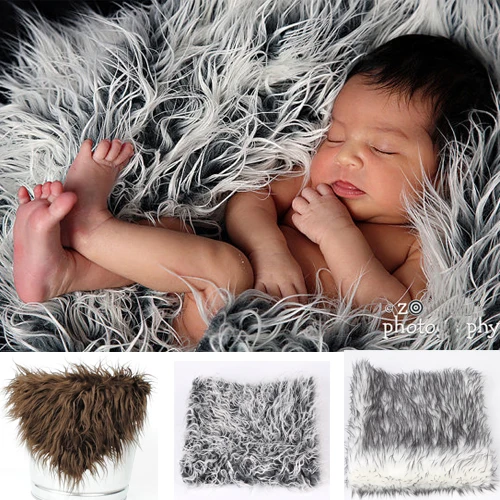 Faux Fur Blanket Basket Stuffer Mongolia Fur Photography Props Newborn Photography Props Fur wool Mat Background carpet 50X50cm