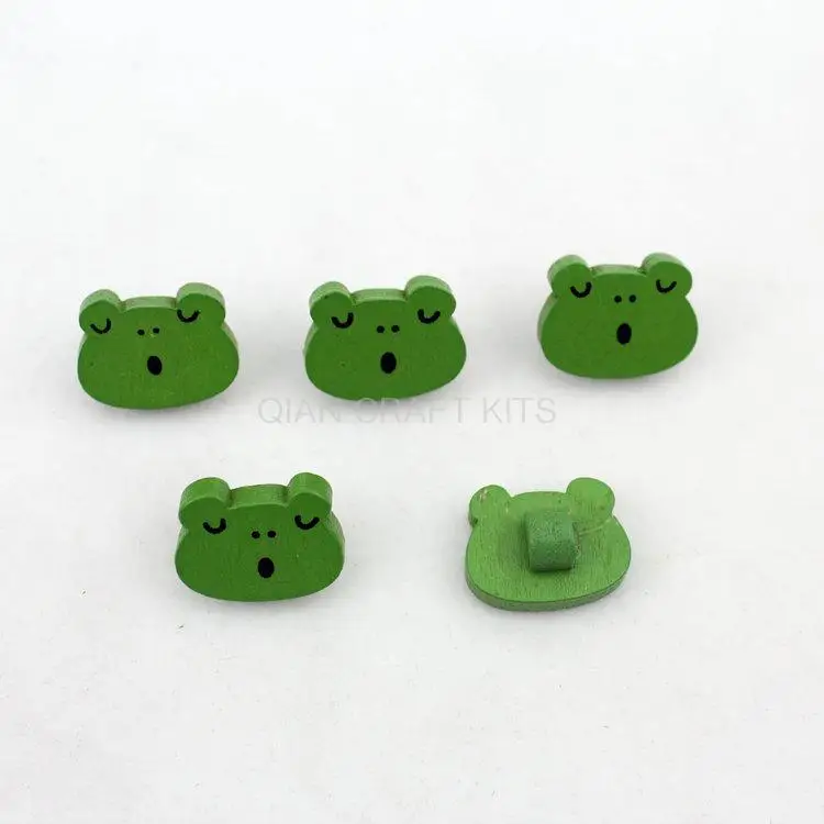 Set of 400pcs Cute  head wood wooden Buttons shank button green 18mm cabs,beads,fit for sewing on the education toy MK0095