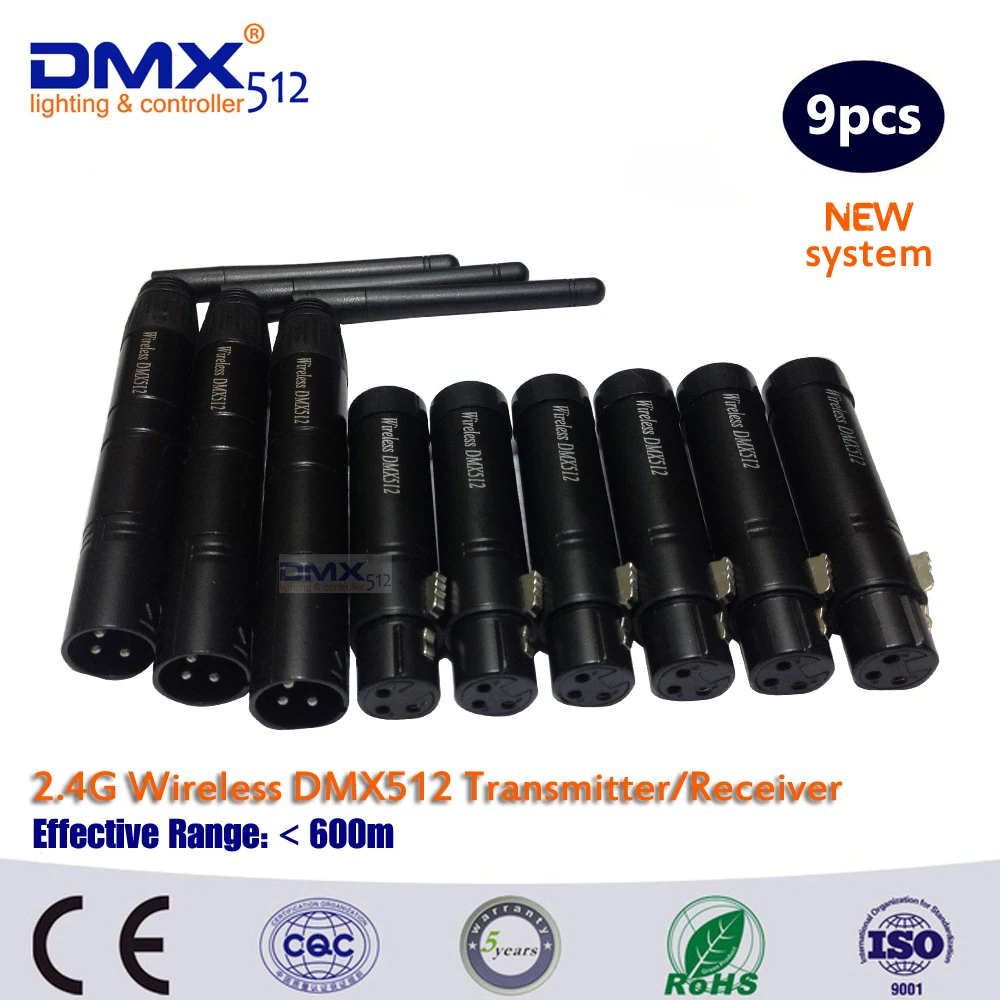 

DHL 9pcs/lot mini led stage light XLR 2.4G wireless DMX 512 Sender and Receiver console