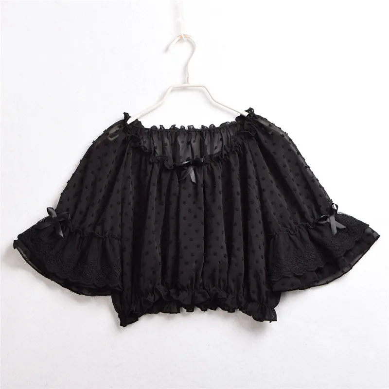 Mesh Lolita Shirt Women Summer Dot Blouses Transparent Elegant See-through Ladies Tops