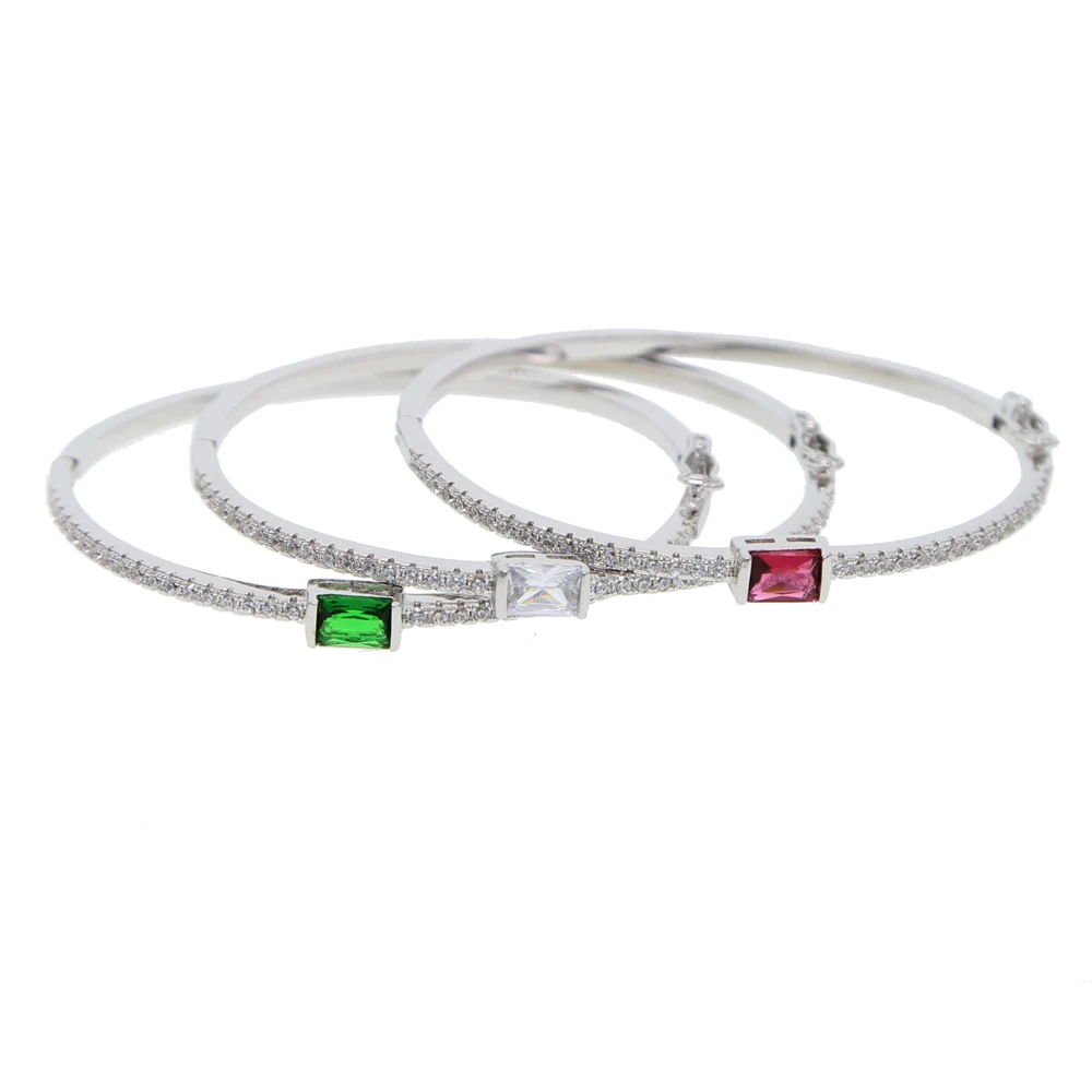 birthstone red green clear sparking bling cz band cuff bangle bracelet inner diamater 56-58mm fashion cubic zirconia bangles