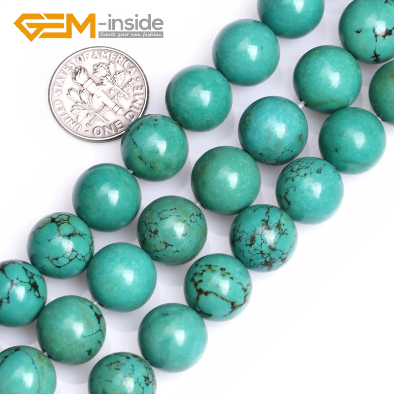 Perles Rondes en Pierre de Turquoises Anciennes de 4mm, 6mm et 18mm, 15 Pouces, pour Bracelet, DIY, Cadeaux Vente en gros