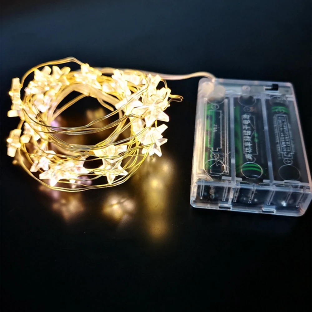 Sterne LED-String Licht Warm Weiß AA Batterie Box Fee Licht Taste Batterie Urlaub Party Weihnachten Lichterkette Weihnachten Licht 2m 4m