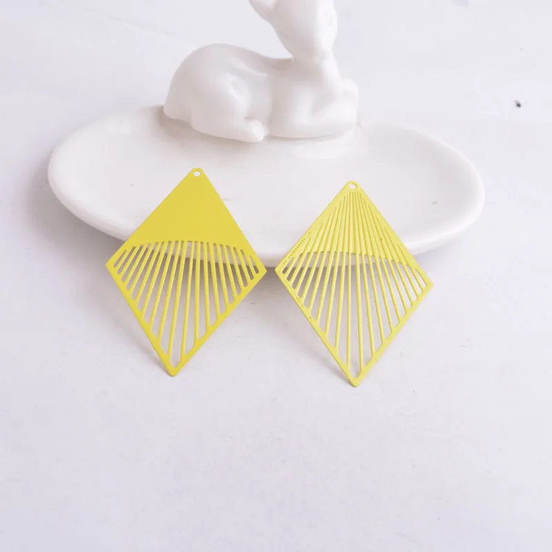 30 Stück AB3484 38*61mm Rhombus-Anhänger Gelbe Anhänger Ohrring-Zubehör für Schmuckherstellung Ohrringe DIY – Detail 6