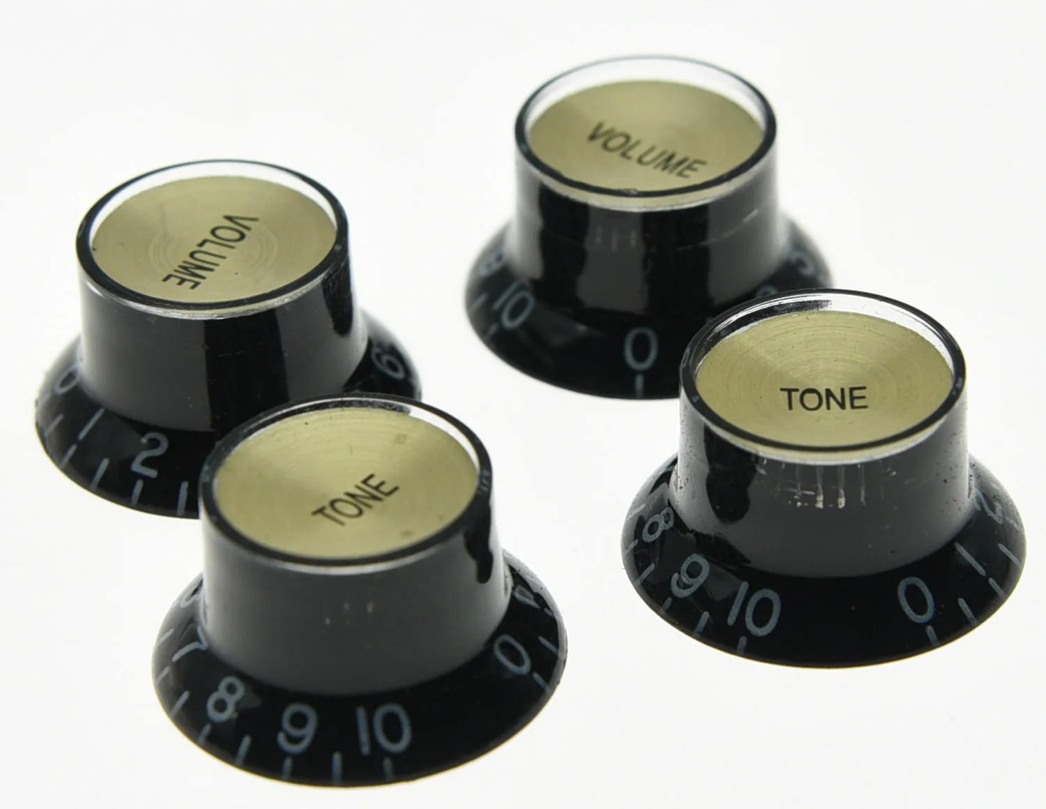 4x LP Guitar Reflector Knobs Black/Gold Top Hat Knobs Fits For Epi LP SG