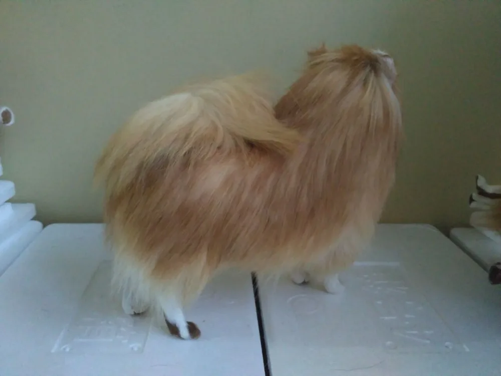 simulation Pomeranian model 23x8x20cm dark brown furs dog,polyethylene&furs handicraft home decoration gift a2221
