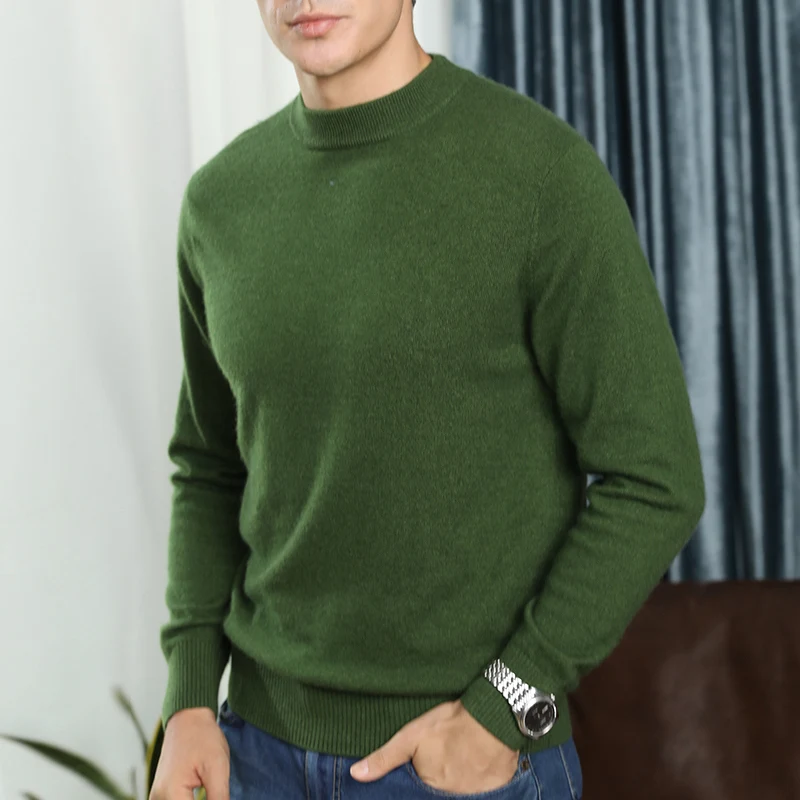 Men\'s 100% Pure Cashmere Knitted Jumpers, O-neck Pullover, Long Sleeve Sweater, Male Clothes, Tops, High Quality, New Fashion