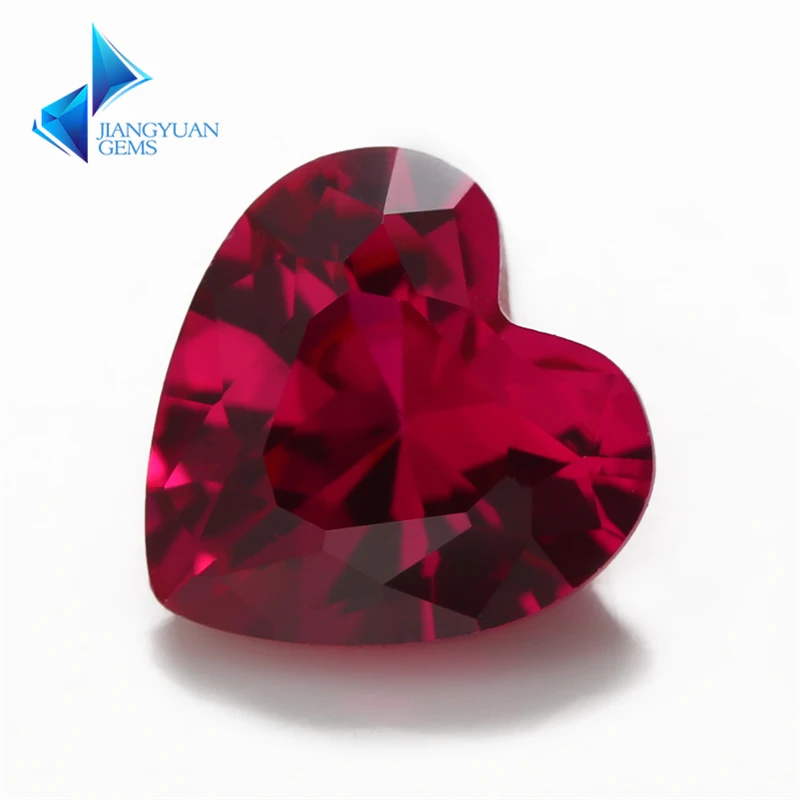 Size 3x3mm~10x10mm 3# 5# 8# Red Stone Heart Shape Synthetic Corundum Gemstone For Jewelry