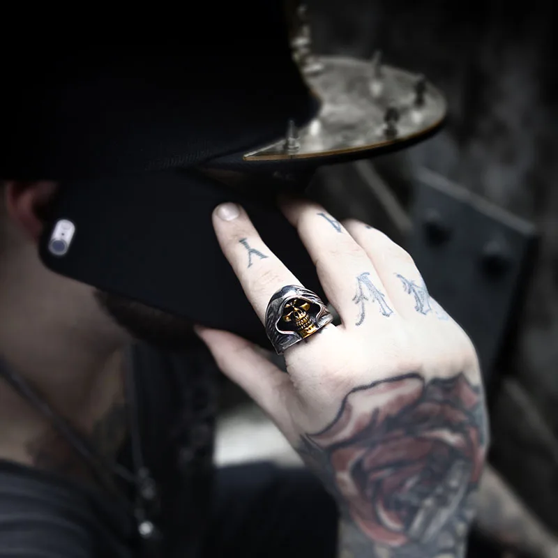 Beier new store 316L Stainless Steel ring top quality good detail the death skull vintage ring for man Jewelry LLBR8-156R