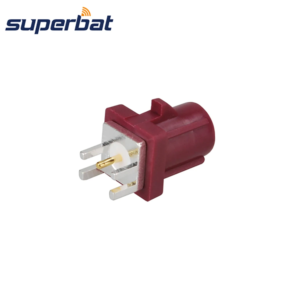 Superbat Fakra D Bordeaux Violet Male End Launch PCB Mount Straight RF Coaxial Connector for Car GSM Cellular Phone