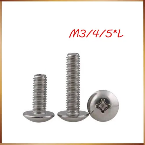 10pcs 304 M3/4/5 bolts m3 nails stainless steel large flat head machine wire flat head machine screws