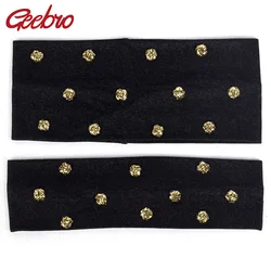 Geebro Women Summer Casual Fashion Headband Resin Sequin Bead Rhinestones Hairband For Girl Female Denim Elastic Hair Accessorie