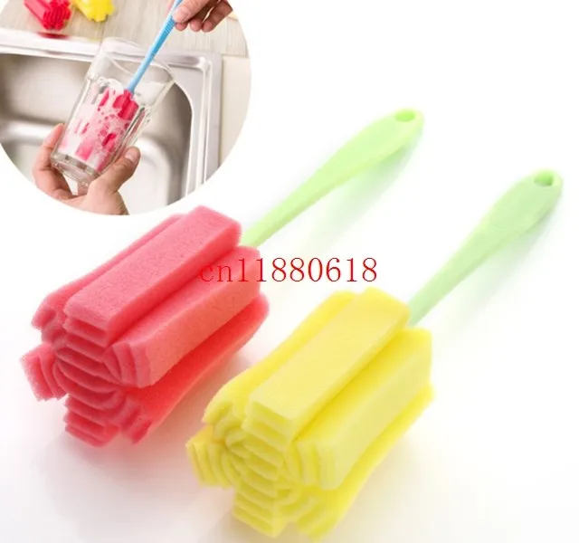 300pcs/lot Free Shipping New Cleaning Brushes For Glass Milk Bottle Family Use Glass Sponge Cup Brush Cheap Cleaning Brush