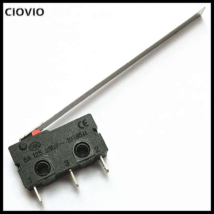 CIOVIO 20pcs Micro Switch KW12-D 55MM handle length Straight handle 3PIN Contact button open 5A 125V travel switch