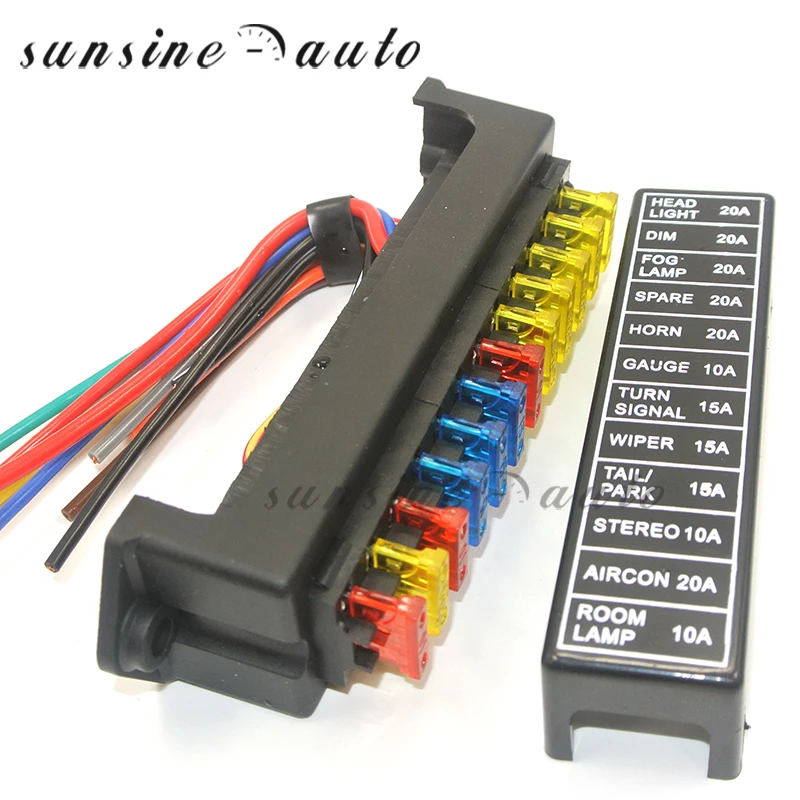 Universal 12 Way ATC ATO 2 - input 12-ouput Wire 12 V โวลต์ฟิวส์กล่อง 24 V 32 V รถพ่วงรถ Auto ใบมีดฟิวส์กล่องบล็อกผู้ถือ