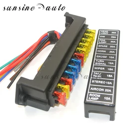 Universal 12 Way ATC ATO 2-input 12-ouput Wire 12V Volt Fuse Box 24V 32V Circuit Car Trailer Auto Blade Fuse Boxes Block Holders