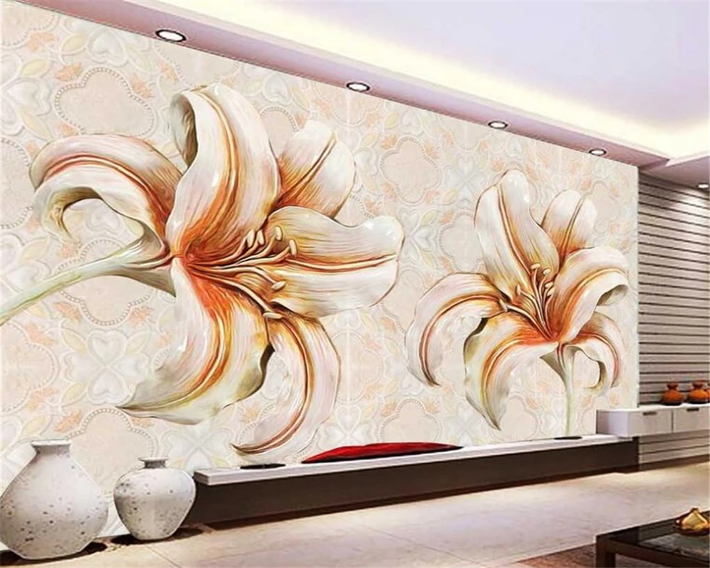 

Beibehang Embossed flowers sandstone backdrop 3D wallpaper home decoration living room bedroom TV mural wallpaper for walls 3 d