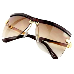 Sunglasses Women 2024 Luxury Retro Semi-Rimless Frame Brand Design Business Sun Glasses Ladies Men Unisex 6 Colors UV400
