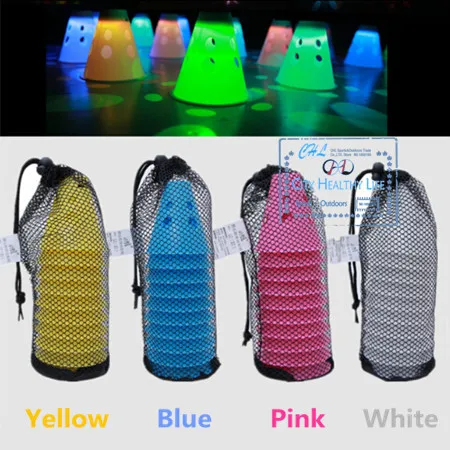 10 Pcs LED Lighting Skating Cone Cups for Night Roller Skate Sports, changeable battery inside, Bright Light for Slalom Skate