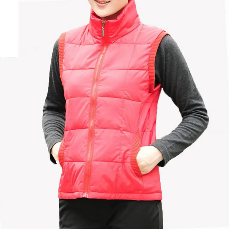 

Winter Vest Women New Spring Brief Style Autumn Ladies Moms Thin Warm Plus Size Solid Color red cotton Outwear