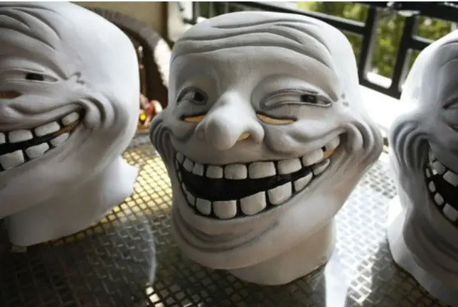 Hot Selling Realistic Latex Troll face villain joke Mask