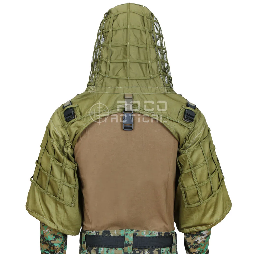 ROCOTACTICAL Military Sniper Ghillie Suit Foundation Lightweight Ghillie Hood Camouflage Military Sniper Airsoft Ghillie Jacket