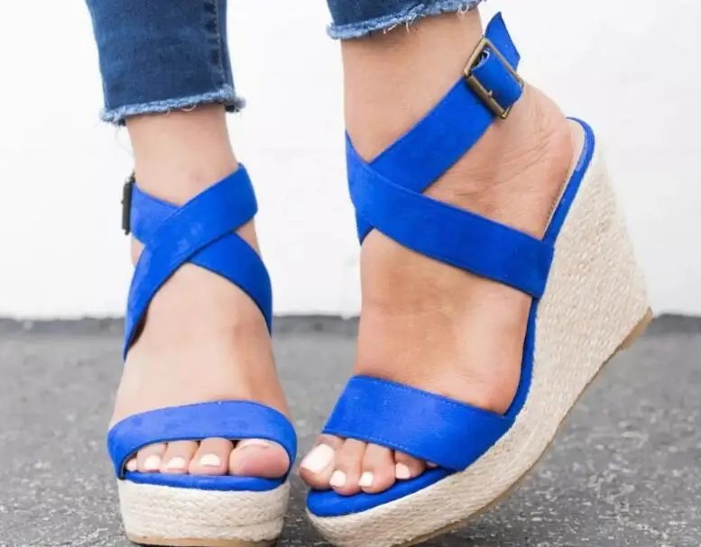 

New Ladies Woman Sandals fashion Gladiator Women Wedge Summer Sandals Pumps Cross-tied High Heels Platform Large size 42