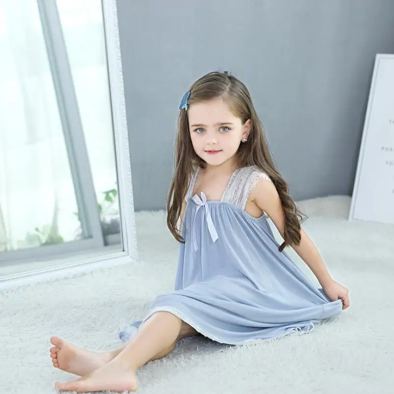 2019 Summer Children's sleeveless Vest Nightdress Baby Girls Clothes Sleepshirts Vintage Nightgowns Lounge Kids Sleepwear Y825