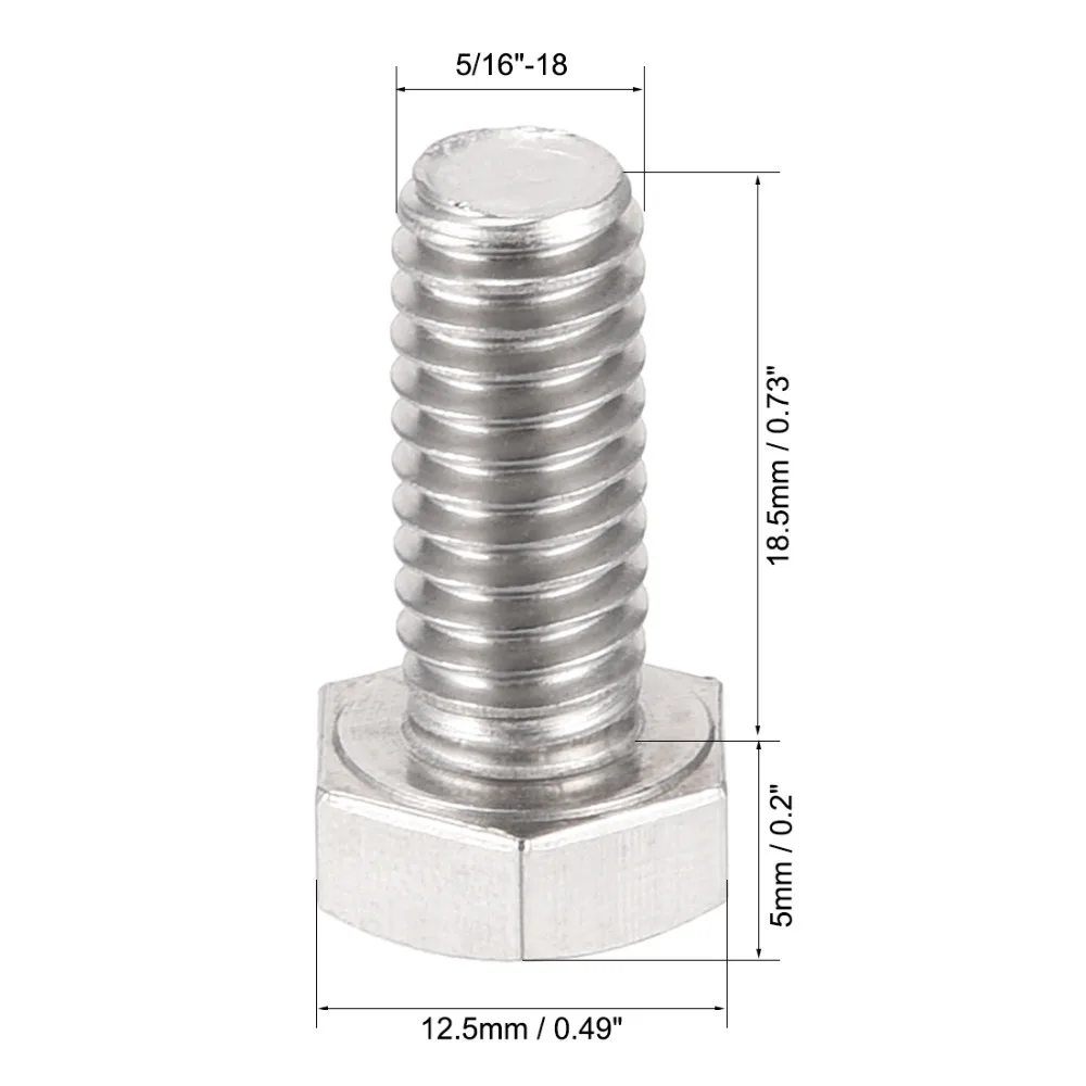 Uxcell 6 pz Bulloni 5/16-18x3/4 "In Acciaio Inox 304 Vite A Testa Esagonale Bulloni di Fissaggio a Casa Ufficio Apparecchio di Comunicazione Ferramenteria e attrezzi