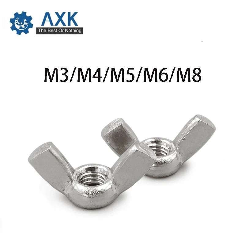 Hand Tighten Nut Wing Nuts Butterfly 304 Stainless Steel Ingot M3 M4 M5 M6 M8 10pcs Din315 Electrical 10cm X 5cm (3.94in 3.94in