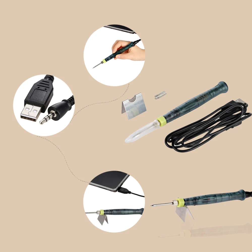 Mini USB Electric Soldering Iron Portable Soldering Gun With LED Indicator Hot Iron Welding High Quality Heating Tool 5V 8W