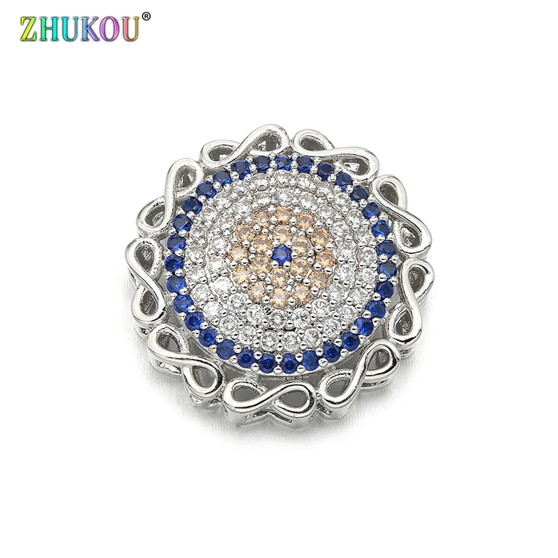 19*19mm 패션 황동 큐빅 지르코니아 라운드 모양 꽃 매력 커넥터, DIY 보석 만들기, 모델: VS293