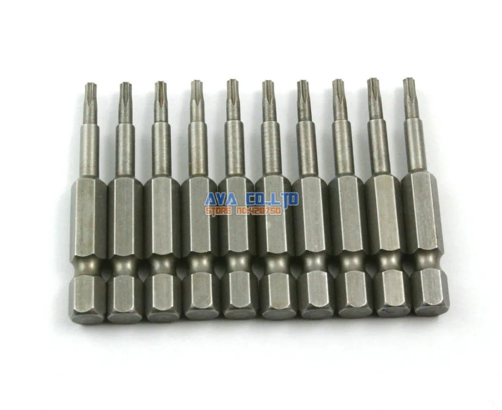 10 Pieces Magnetic Security Torx Screwdriver Bit S2 Steel 1/4