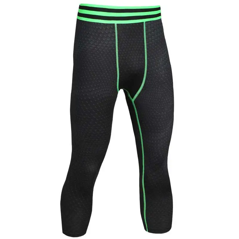 2018 Men Quick Dry Cropped Running Tight Capri Pant Train Bodybuilding  Legging Yoga GYM Exercise Fitness Workout Sport MA23