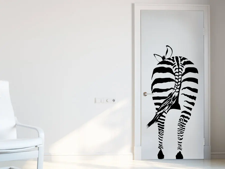 Zebra Wall Sticker Adesivo De Parede DIY Wall Decals Abstract Art Animal Decal Door Wall Decoration Cool Home Decor Mural ZB139