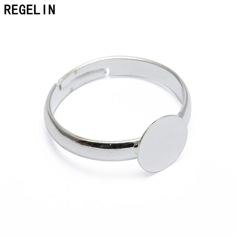 REGELIN Adjustable Ring Settings 6/8/10mm Round Blank Base Trays Bezel for Cabochon Cameo DIY Ring Jewelry Making 20pcs/lot