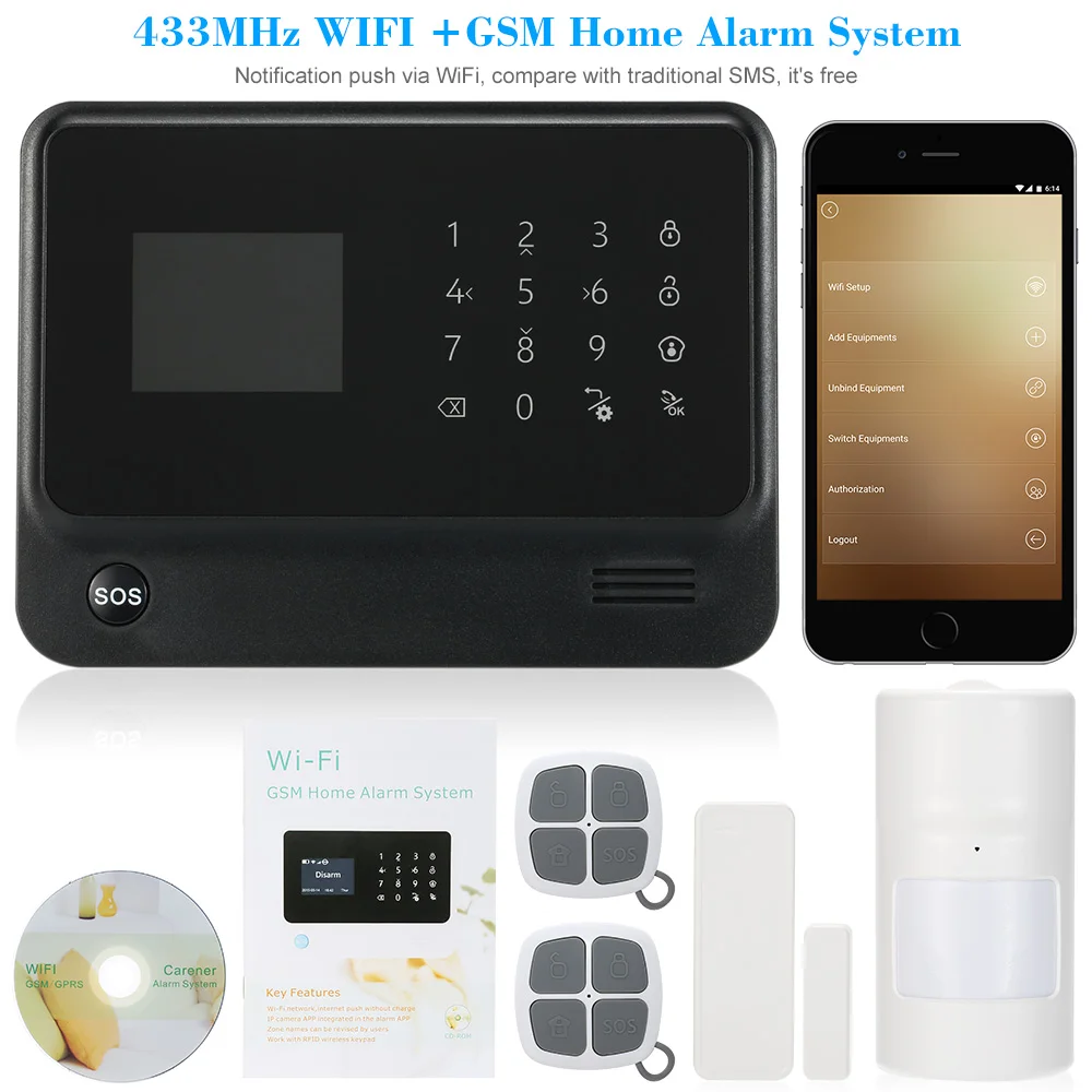 BONLOR G90B WiFi GPRS Alarm GSM Autodial Alarmsysteem Personalise Alarmsysteem APP Controle PIR Detector Deur Sensor