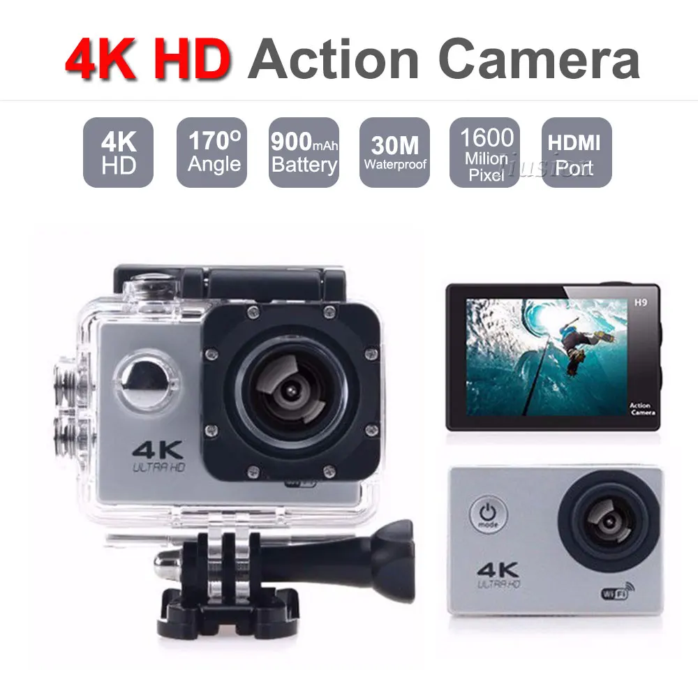 4K HD 1080P Wifi Mini Action Camera 30M Waterproof 2.0' Screen Portable Micro Camcorder Video DVR Outdoor Sports Helmet Cam