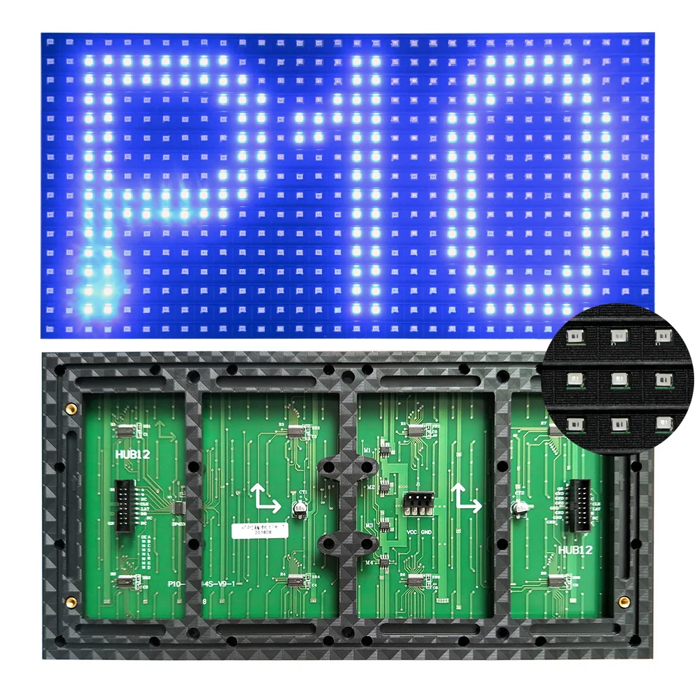 320 x 160mm Semi-outdoor blue color P10 LED display panel,Single color indoor SMD P10 LED display module