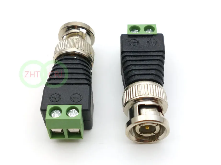 bnc macho conector de video cctv coaxial coaxial balun para camera adaptador de tv novo 100 pcs 01