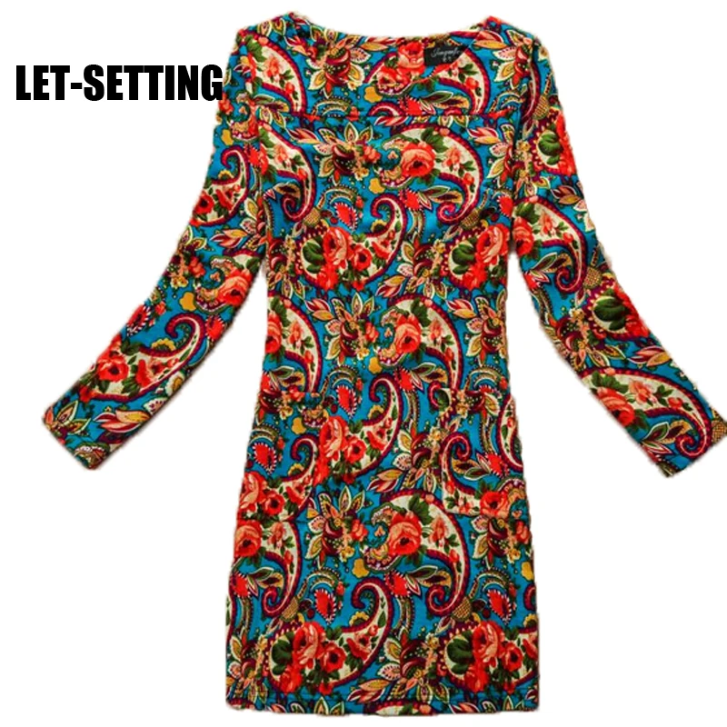 

LET-SETTING new Printed Dress fashion bottoming plus size dress women