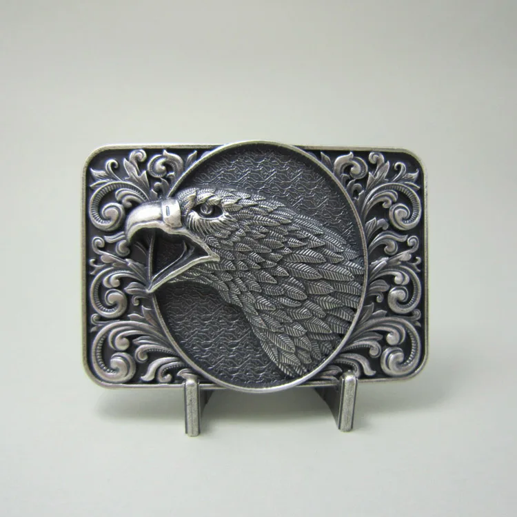 

New Vintage Silver Plated Bald Eagle Head Ornate Western Belt Buckle Gurtelschnalle Boucle de ceinture