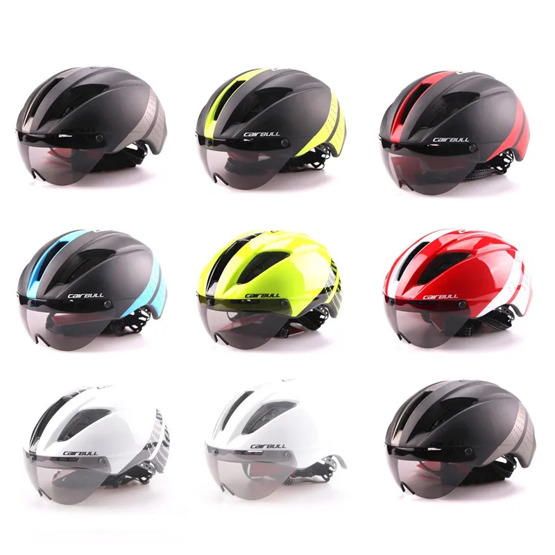 3 Lens 280g Aero Goggles Bicycle Helmet Road Bike Sports Safety In-Mold Helmet Riding Mens Speed Airo Time-Trial Cycling Helmet