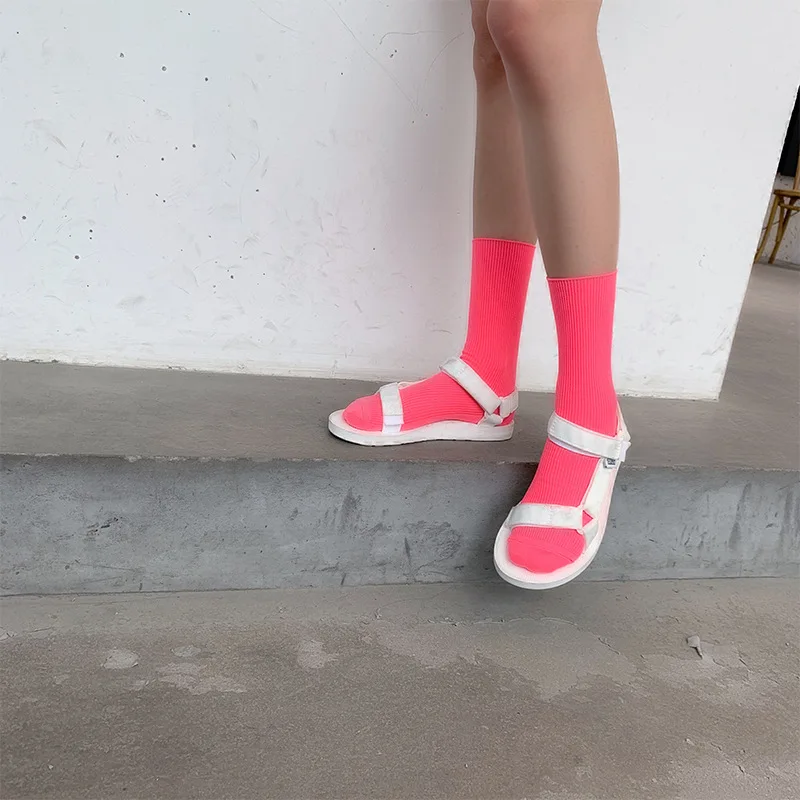 

BKLD Spring Summer Funny Socks Women Harajuku Streetwear Neon Socks 2025 Fashion New Solid Candy Color Unisex Men Women Socks