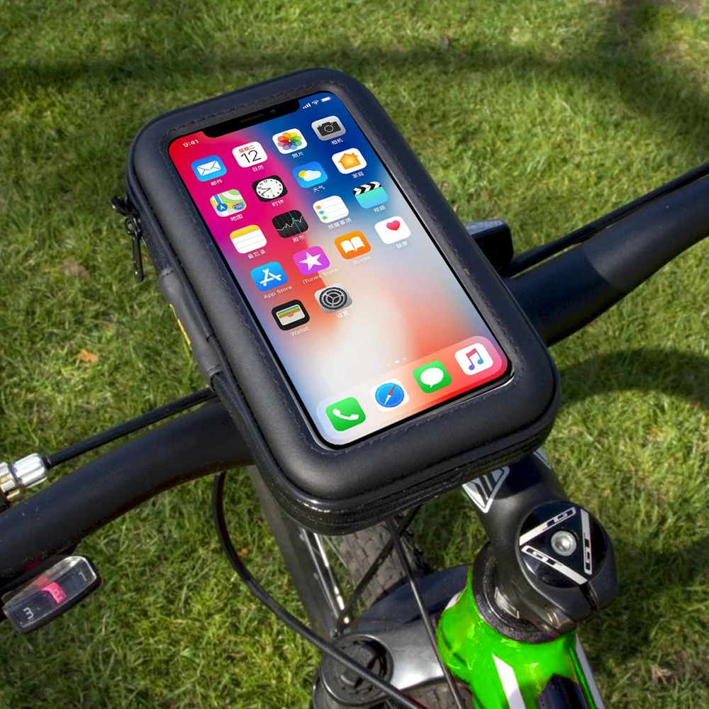 Universal Bike Bicycle Motorcycle Phone Holder Waterproof Case Zipper Pouch for Iphone Huawei P30 Plus Mount For Xiaomi Redmi 7