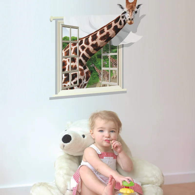 Giraffe 3D third generation can remove the real children's bedroom wall