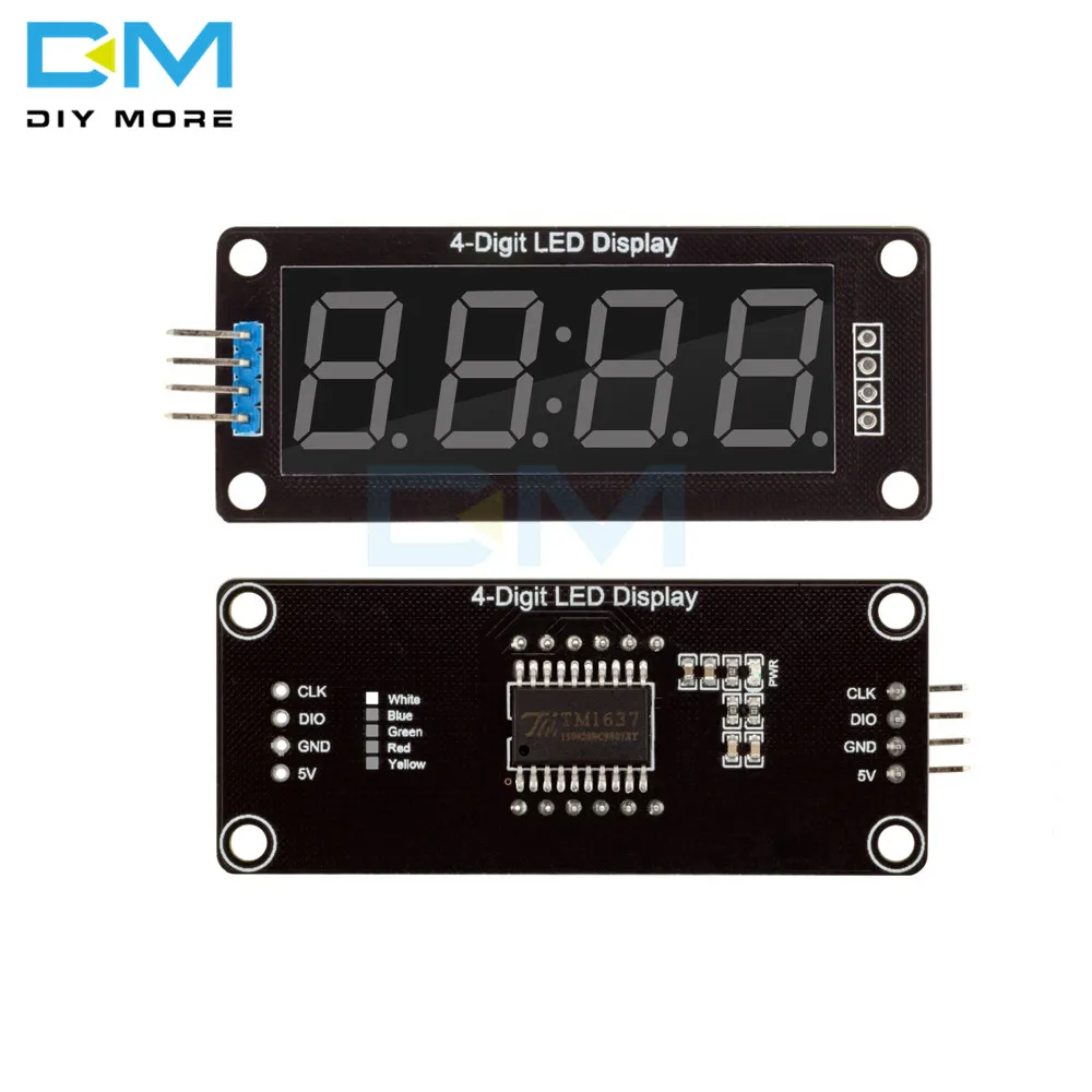 LED 4 Digit 4-Digit 0.56 Inci LED Digital Kuning Tampilan TM1637 Tabung Desimal 7 Segmen Jam Titik Ganda Modul UNTUK Arduino